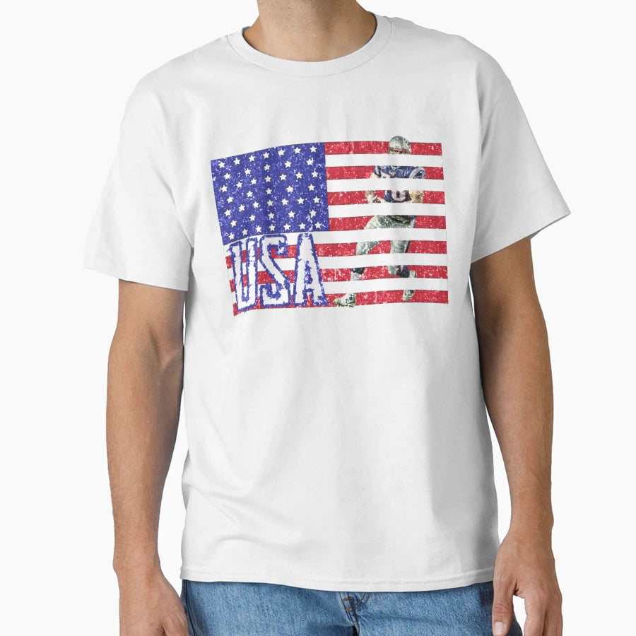American Flag American Football T-Shirt - Minimalist Print Unisex - T-Shirt, Sweatshirt, Hoodie