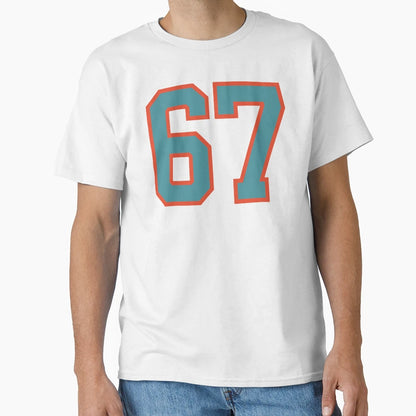 67 Number Aqua Orange Lucky Sports Sixty T-Shirt - Novelty Apparel Unisex - T-Shirt, Sweatshirt, Hoodie