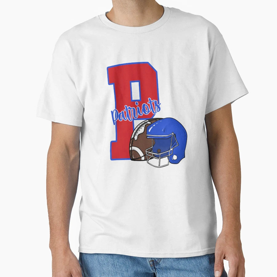 Patriots Football And Helmet T-Shirt - Fun Novelty Design Men Women - T-Shirt, Sweatshirt, Hoodie