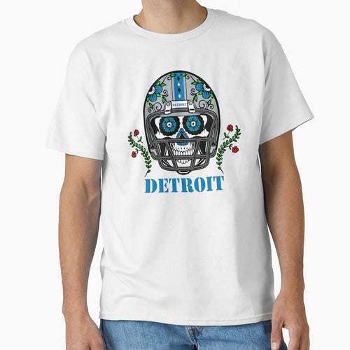 Detroit Football Helmet Sugar Skull Day T-Shirt - Trendy Graphic Unisex - T-Shirt, Sweatshirt, Hoodie