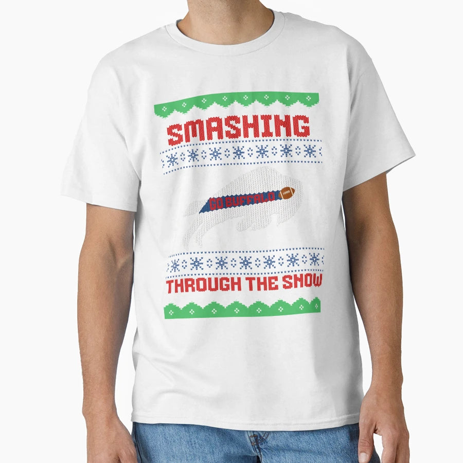 Smashing Through Snow Buffalo Football Ugly T-Shirt - Trendy Graphic Unisex - T-Shirt, Sweatshirt, Hoodie