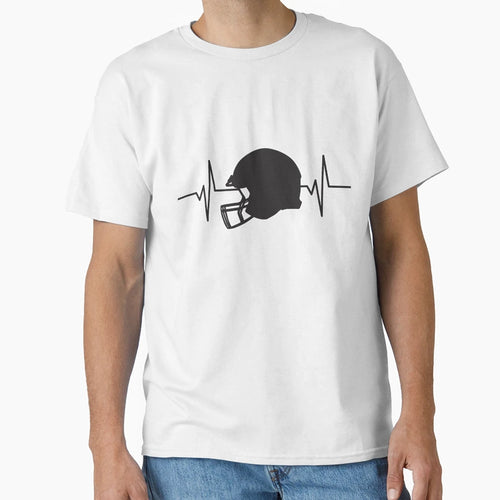 Heartbeat Pulse Football Helmet T-Shirt - Novelty Apparel Unisex - T-Shirt, Sweatshirt, Hoodie