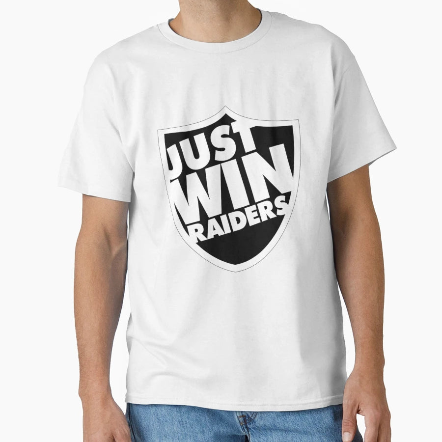 Just Win Raiders Shield Just Win T-Shirt - Novelty Apparel for Adults - T-Shirt, Sweatshirt, Hoodie