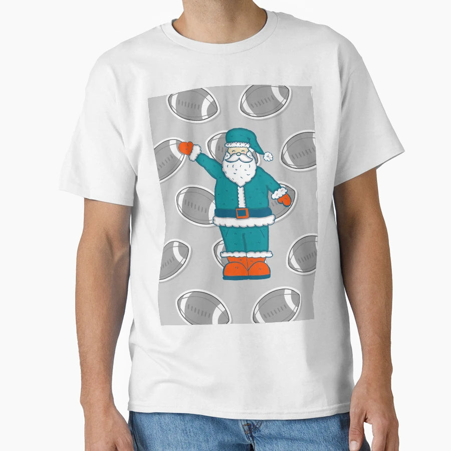 Teal Blue Orange Santa Claus T-Shirt - Fun Novelty Design for Adults - T-Shirt, Sweatshirt, Hoodie