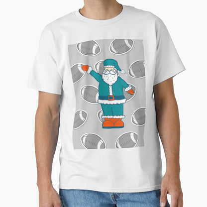 Teal Blue Orange Santa Claus T-Shirt - Fun Novelty Design for Adults - T-Shirt, Sweatshirt, Hoodie