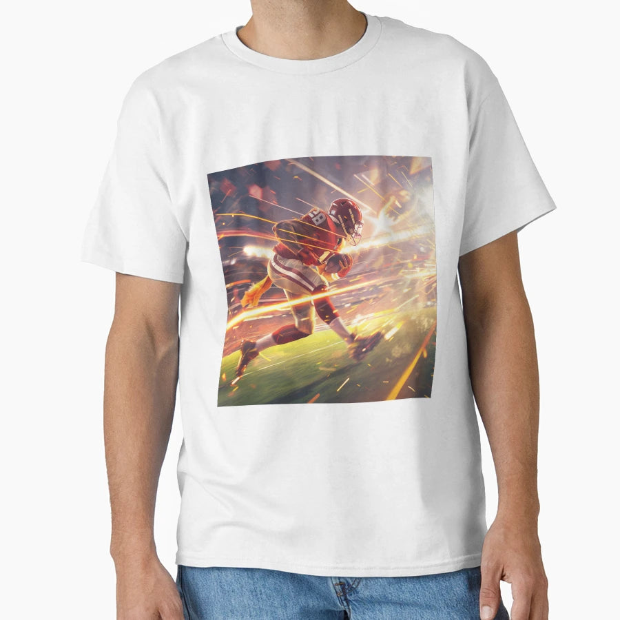 Dynamic Football Player Motion T-Shirt - Trendy Graphic for Adults - T-Shirt, Sweatshirt, Hoodie