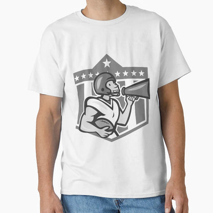 American Football Bullhorn Shield T-Shirt - Fun Novelty Design Men Women - T-Shirt, Sweatshirt, Hoodie