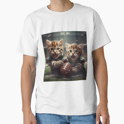 Brother Cats Are Playing Football T-Shirt - Fun Novelty Design Unisex - T-Shirt, Sweatshirt, Hoodie