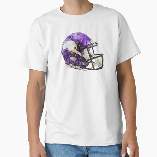 Minnesota Vikings Watercolor Helmet T-Shirt - Novelty Apparel for Adults - T-Shirt, Sweatshirt, Hoodie