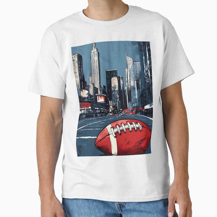 Red American Football Dramatic City T-Shirt - Streetwear Style for Adults - T-Shirt, Sweatshirt, Hoodie