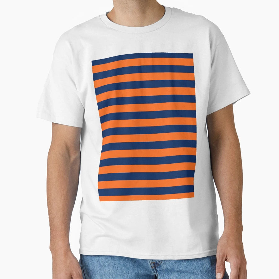 Navy And Orange Stripes T-Shirt - Minimalist Print for Adults - T-Shirt, Sweatshirt, Hoodie
