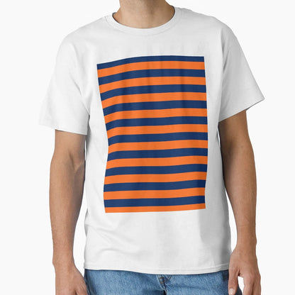 Navy And Orange Stripes T-Shirt - Minimalist Print for Adults - T-Shirt, Sweatshirt, Hoodie