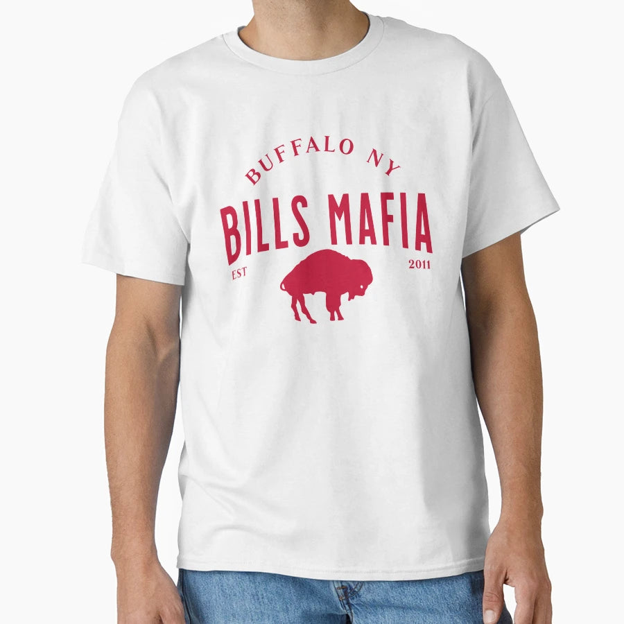 Bills Mafia Standing Buffalo Red T-Shirt - Minimalist Print Men Women - T-Shirt, Sweatshirt, Hoodie