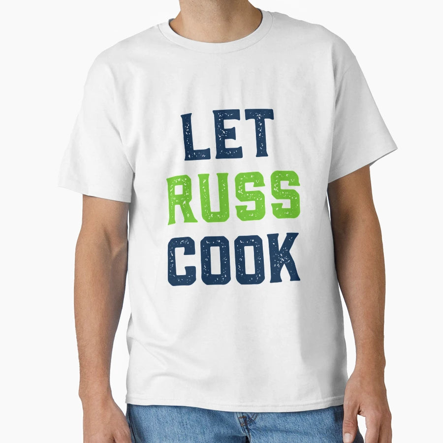 Let Russ Cook Quarterback Chef T-Shirt - Minimalist Print Men Women - T-Shirt, Sweatshirt, Hoodie