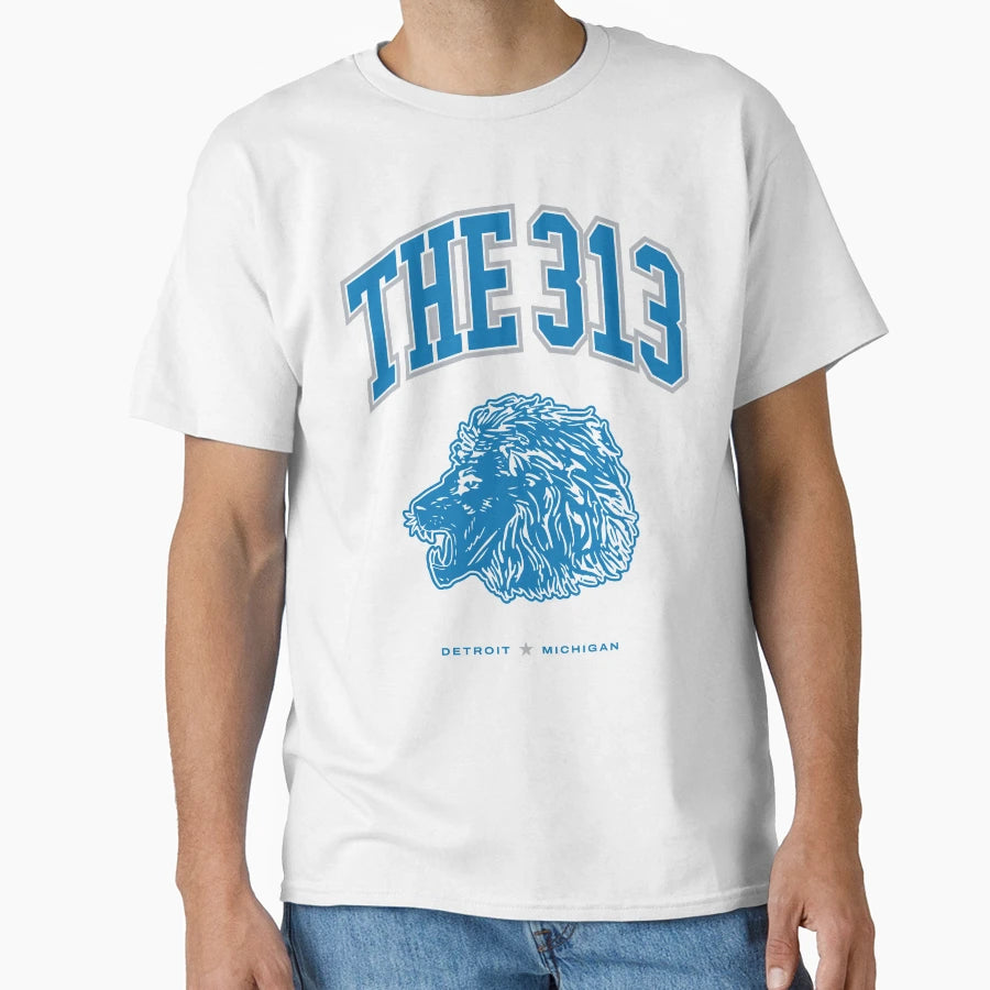 Detroit 313 Football T-Shirt - Graphic Print Unisex - T-Shirt, Sweatshirt, Hoodie