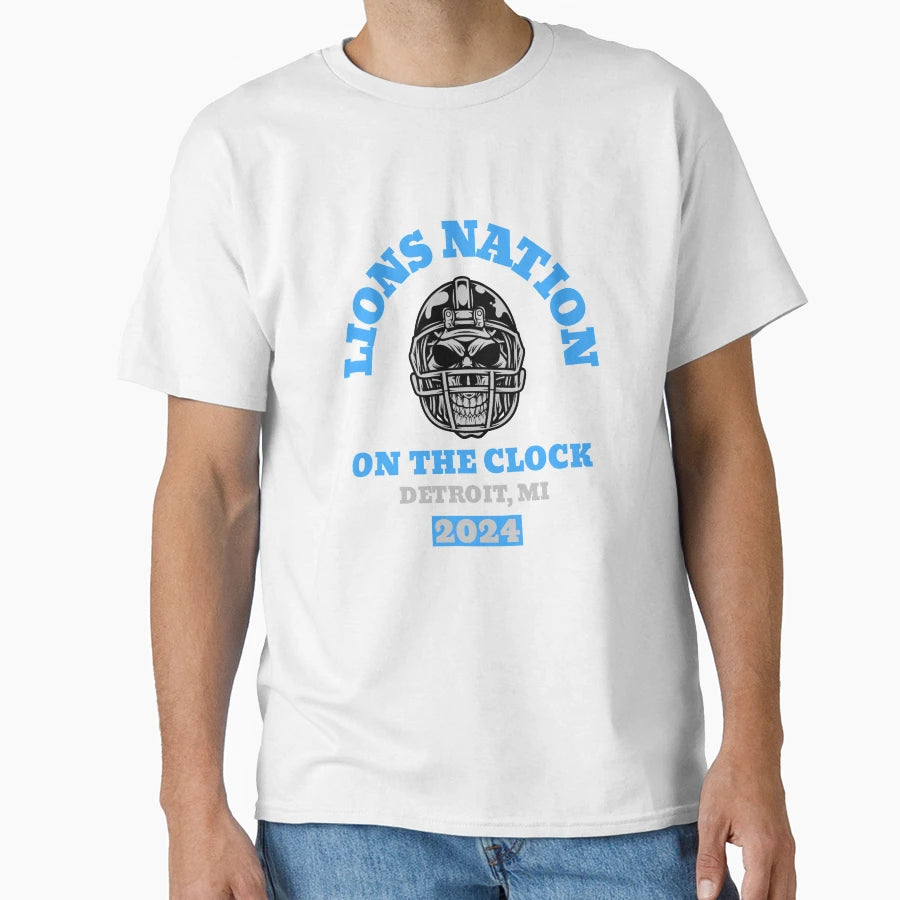 Lions Nation Clock Skull T-Shirt - Aesthetic Graphic for Adults - T-Shirt, Sweatshirt, Hoodie