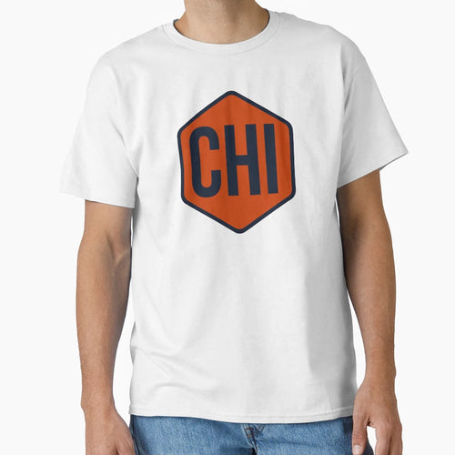 Chicago Hex Navy Orange T-Shirt - Novelty Apparel Unisex - T-Shirt, Sweatshirt, Hoodie