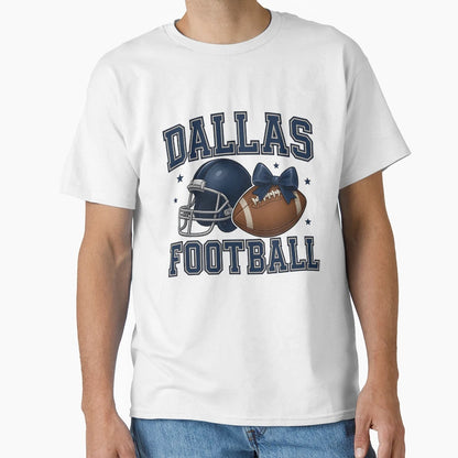 Dallas Football Helmet And Ball Bow T-Shirt - Streetwear Style for Adults - T-Shirt, Sweatshirt, Hoodie