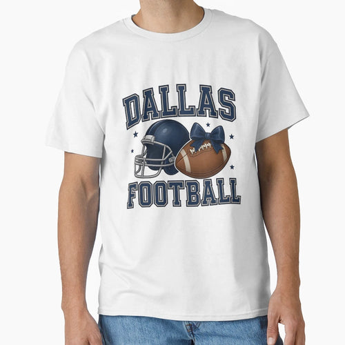 Dallas Football Helmet And Ball Bow T-Shirt - Streetwear Style for Adults - T-Shirt, Sweatshirt, Hoodie