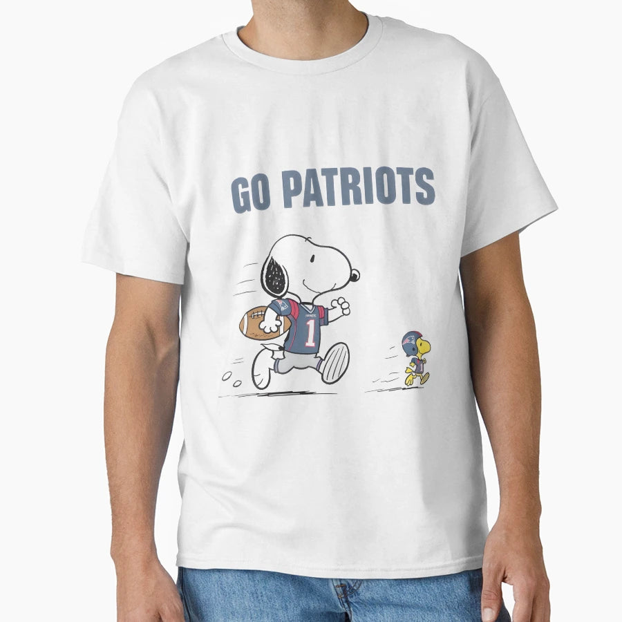 Snoopy Running Football Go Patriots Fan T-Shirt - Novelty Apparel Unisex - T-Shirt, Sweatshirt, Hoodie