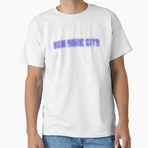 New York City Neon Effect Blue T-Shirt - Minimalist Print for Adults - T-Shirt, Sweatshirt, Hoodie