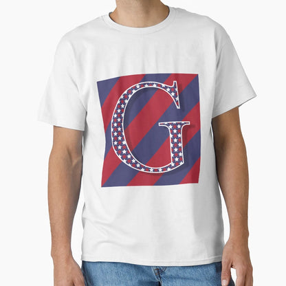 Letter G Americana Old Glory Red And T-Shirt - Minimalist Print Unisex - T-Shirt, Sweatshirt, Hoodie