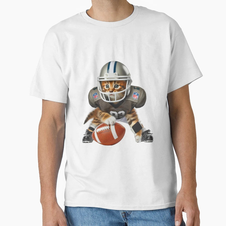 Kitten Playing American Football T-Shirt - Casual Everyday Wear for Adults - T-Shirt, Sweatshirt, Hoodie