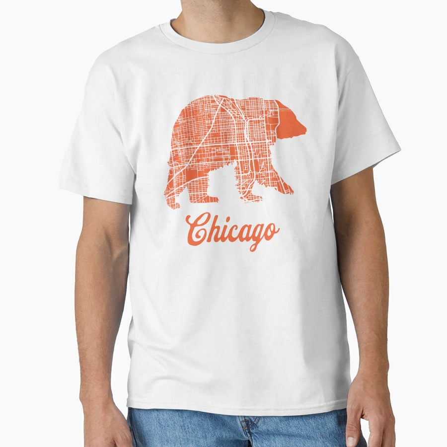 Chicago Map Bear Silhouette T-Shirt - Novelty Apparel Unisex - T-Shirt, Sweatshirt, Hoodie