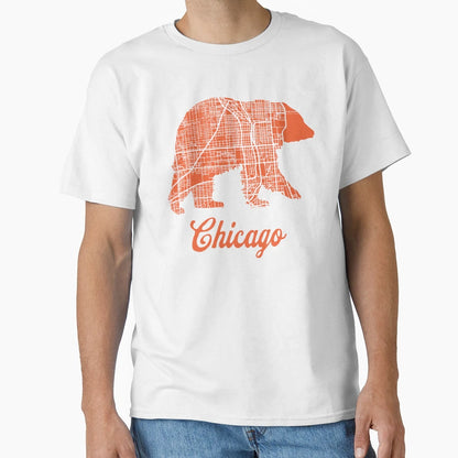 Chicago Map Bear Silhouette T-Shirt - Novelty Apparel Unisex - T-Shirt, Sweatshirt, Hoodie