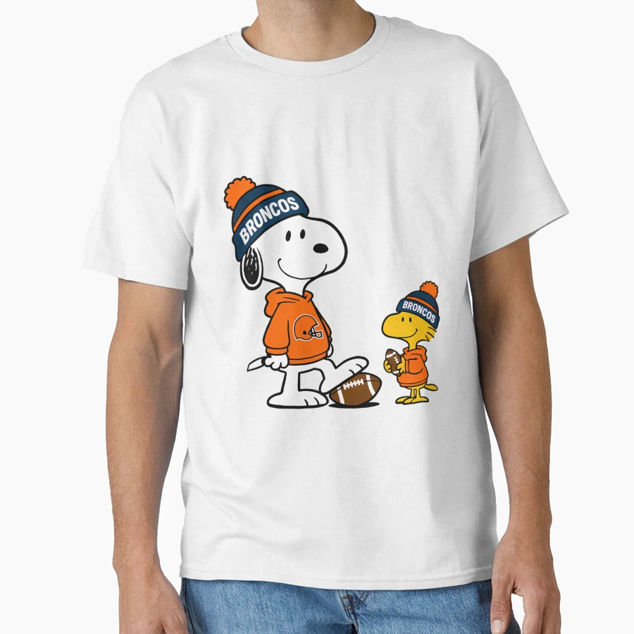 Denver Broncos Snoopy And T-Shirt - Casual Everyday Wear for Adults - T-Shirt, Sweatshirt, Hoodie