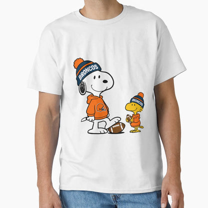Denver Broncos Snoopy And T-Shirt - Casual Everyday Wear for Adults - T-Shirt, Sweatshirt, Hoodie