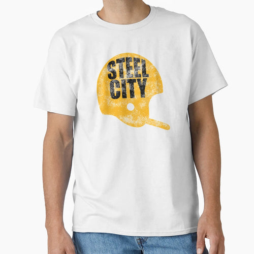 Pittsburgh Steel City Football Helmet T-Shirt - Custom Art Print Men Women - T-Shirt, Sweatshirt, Hoodie