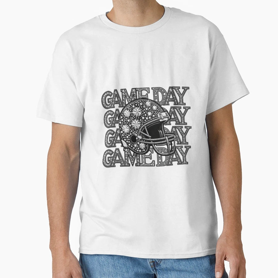 Game Day Football Png Faux Embroidery T-Shirt - Streetwear Style Men Women - T-Shirt, Sweatshirt, Hoodie