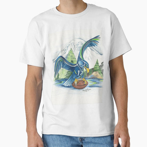 Mount Rainer And Seahawk T-Shirt - Minimalist Print for Adults - T-Shirt, Sweatshirt, Hoodie