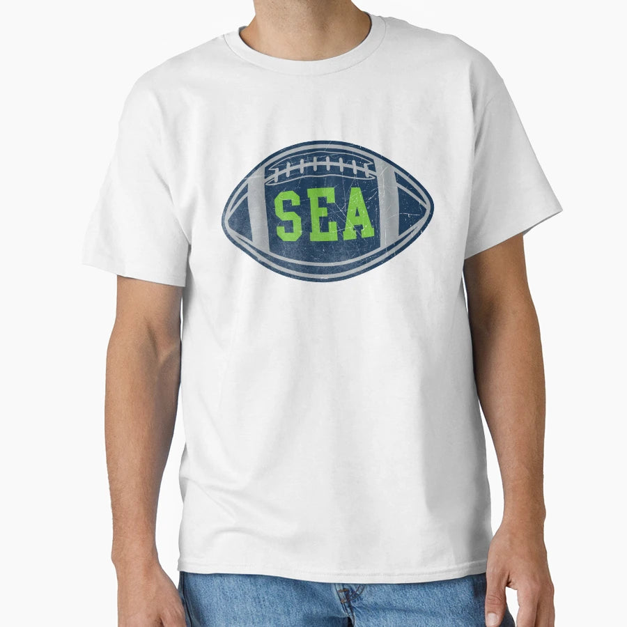 Seattle Throwback Football T-Shirt - Custom Art Print Men Women - T-Shirt, Sweatshirt, Hoodie
