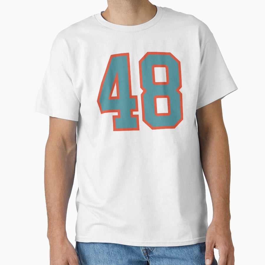 48 Number Aqua Orange Lucky Sports T-Shirt - Custom Art Print for Adults - T-Shirt, Sweatshirt, Hoodie