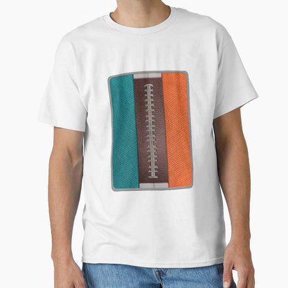 Football Teal And Orange Team Spirit Patch T-Shirt - Graphic Print Unisex - T-Shirt, Sweatshirt, Hoodie