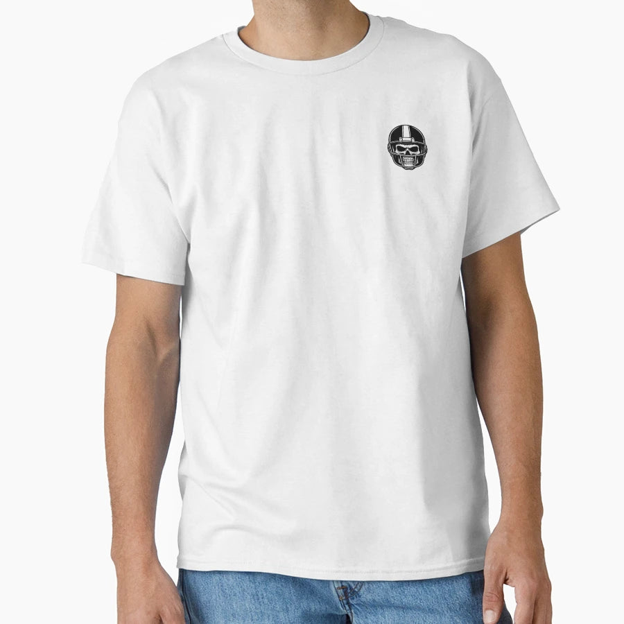 Skull Wearing Football Helmet T-Shirt - Aesthetic Graphic Men Women - T-Shirt, Sweatshirt, Hoodie