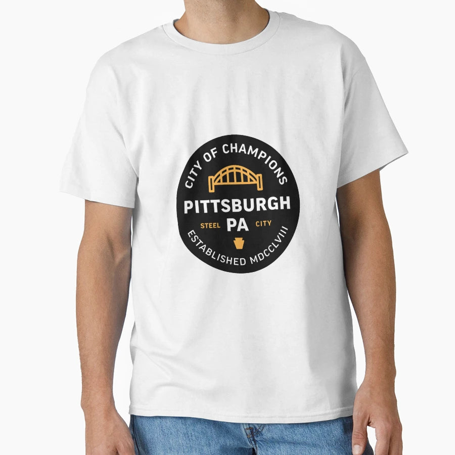 Pittsburgh Badge T-Shirt - Casual Everyday Wear Men Women - T-Shirt, Sweatshirt, Hoodie