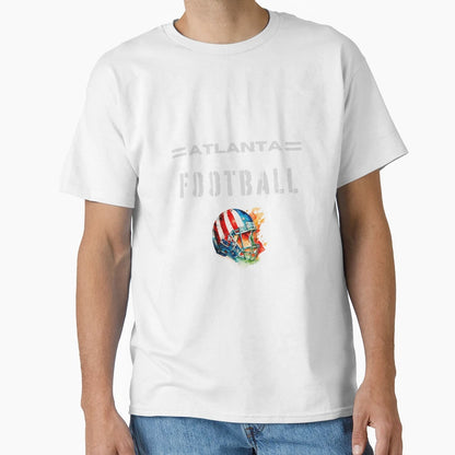 Atlanta Football Usa Flag Helmet T-Shirt - Trendy Graphic Unisex - T-Shirt, Sweatshirt, Hoodie