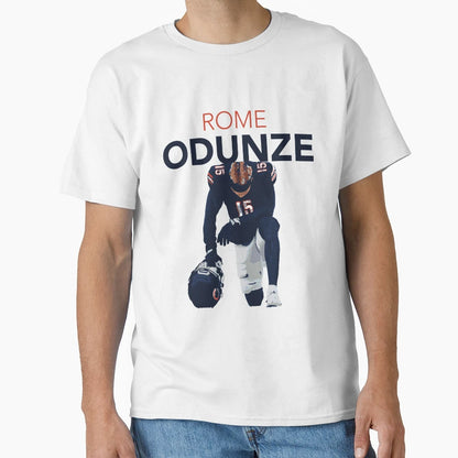 Rome Odunze Chicago Bears Wr 15 Kneeling T-Shirt - Custom Art Print Unisex - T-Shirt, Sweatshirt, Hoodie