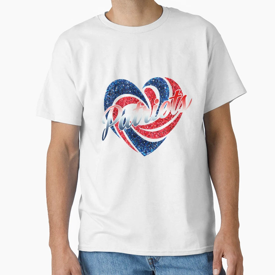 Red And Blue Patriots Heart T-Shirt - Casual Everyday Wear Men Women - T-Shirt, Sweatshirt, Hoodie