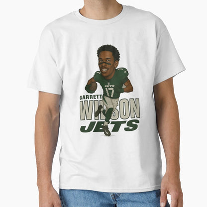 Garrett Wilson Jets 17 Caricature Art T-Shirt - Aesthetic Graphic Unisex - T-Shirt, Sweatshirt, Hoodie