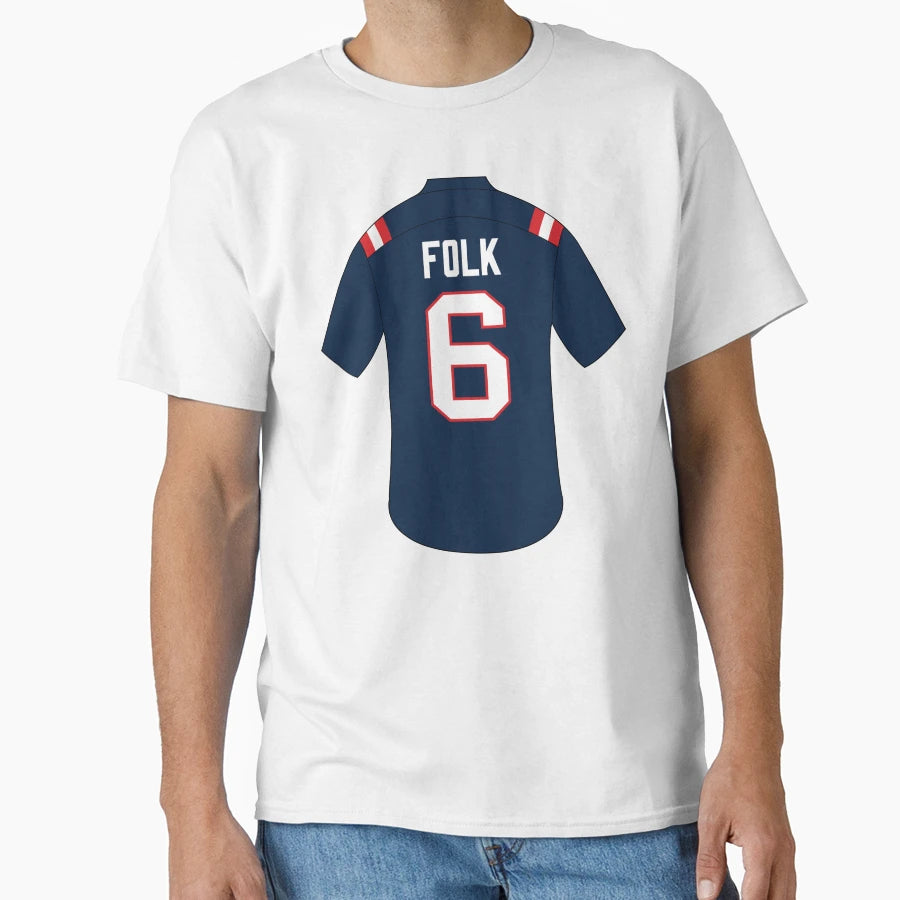 Nick Folk Jersey Number 6 T-Shirt - Trendy Graphic Unisex - T-Shirt, Sweatshirt, Hoodie
