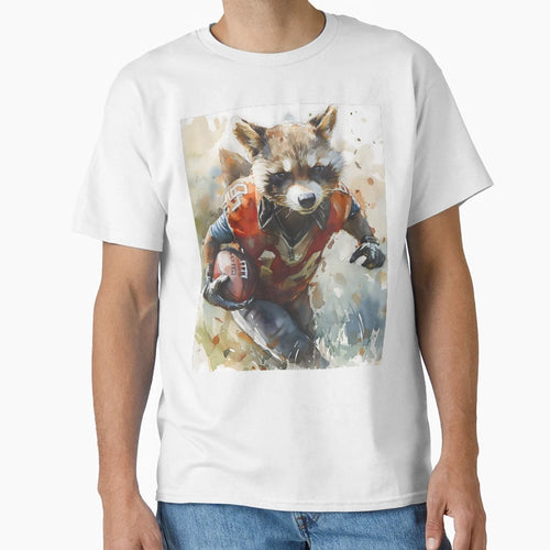 Racoon As American Football Player T-Shirt - Minimalist Print Men Women - T-Shirt, Sweatshirt, Hoodie
