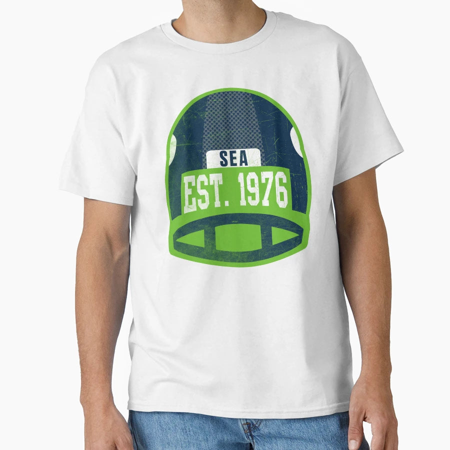 Seattle Throwback Football Helmet T-Shirt - Fun Novelty Design for Adults - T-Shirt, Sweatshirt, Hoodie