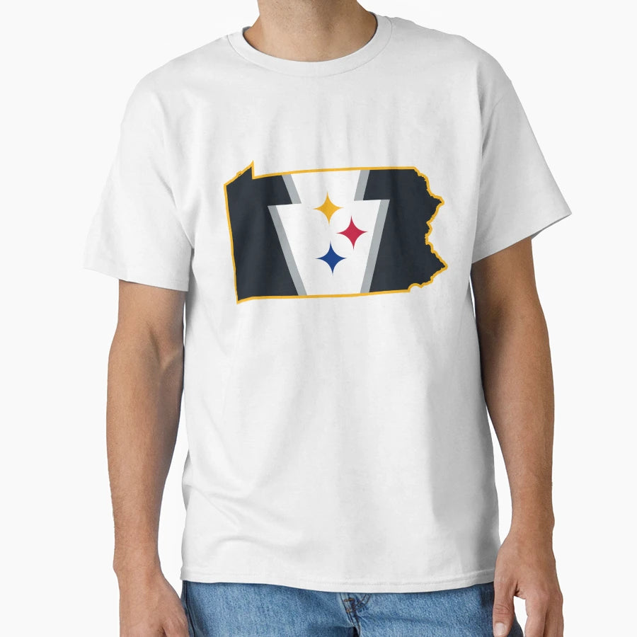 Pittsburgh Football Keystone Flag Map T-Shirt - Unique Graphic Men Women - T-Shirt, Sweatshirt, Hoodie