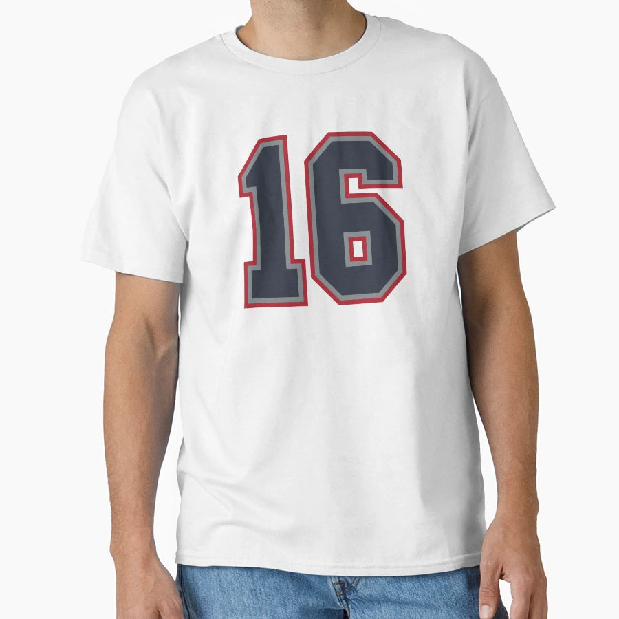 16 Navy Grey Red Sports Number T-Shirt - Custom Art Print for Adults - T-Shirt, Sweatshirt, Hoodie