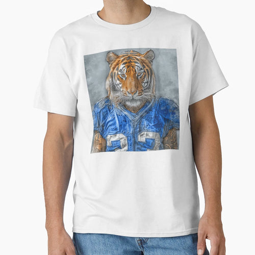Tiger As American Football Player T-Shirt - Minimalist Print Unisex - T-Shirt, Sweatshirt, Hoodie