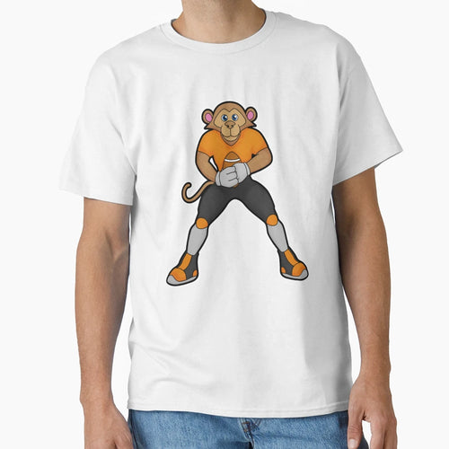 Monkey As Football Player Football T-Shirt - Novelty Apparel for Adults - T-Shirt, Sweatshirt, Hoodie